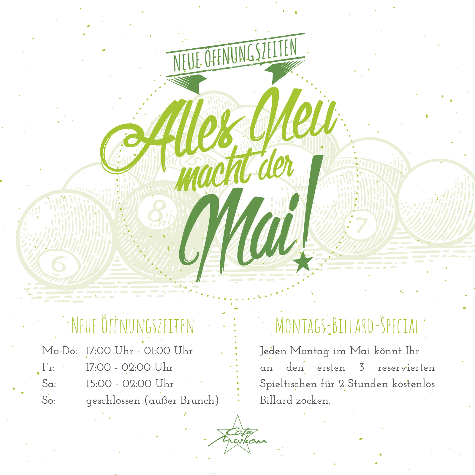 Alles Neu macht der Mai!  Angebote Cafe Moskau